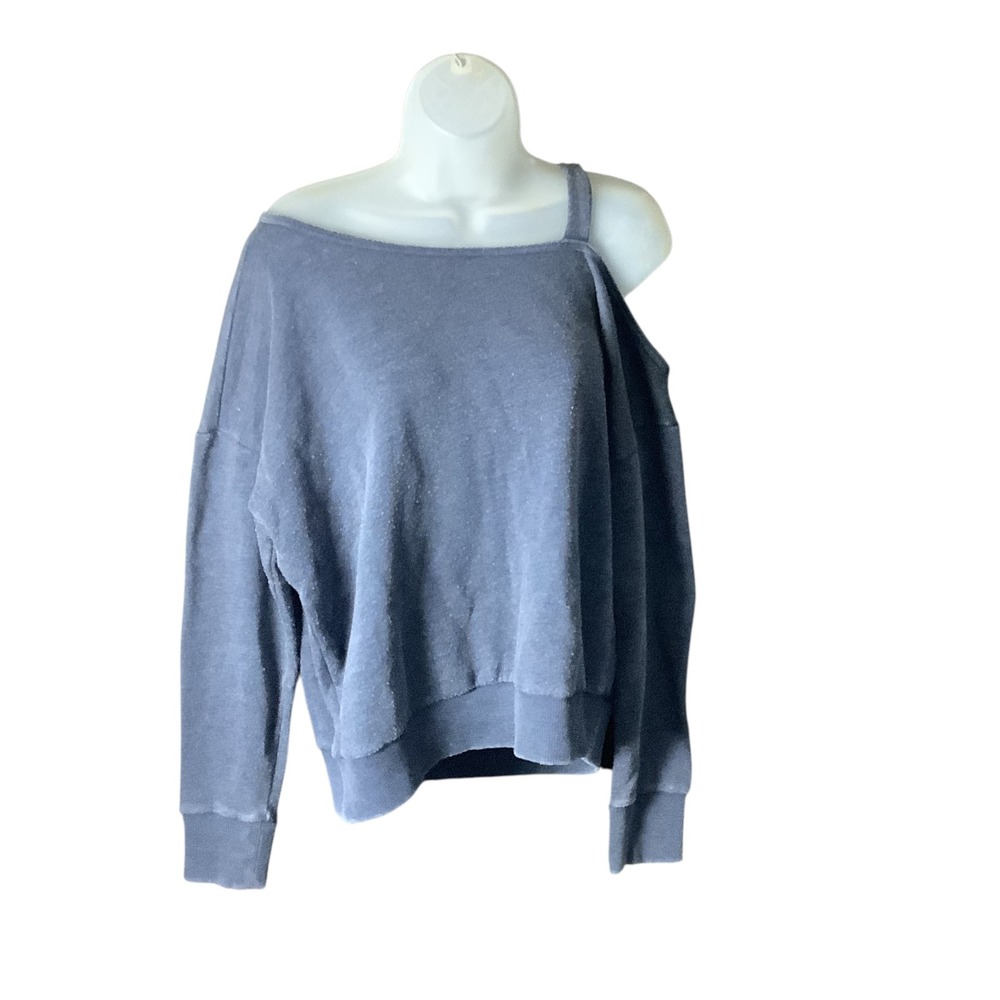 AERO Shirt Women's Large Blue Off Shoulder Slouchy Loungewear Coziness
